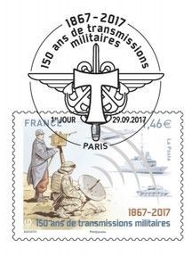 Timbre « 150 ans de transmis-sions militaires, 1867-2017 ».